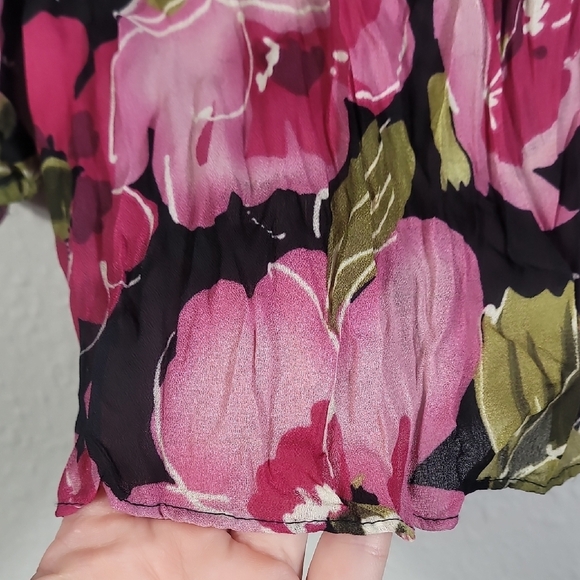 Y2K Sunny Leigh Floral Sheer Button Up Top Size L Fairy Romantic Girly Pink - Picture 5 of 16